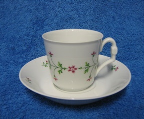 Heinrich Porzellan Hchst, Glassic, kahvikuppi ja tassi, pieni kukka, A1222