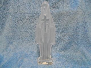 Lasinen kynttilnjalka, matta/kirkas lasi, nunna, risti, A2159