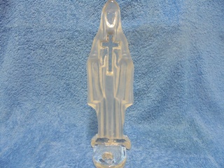 Lasinen kynttilnjalka, matta/kirkas lasi, nunna, risti, A2159