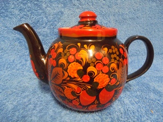 Venlinen posliininen teekannu, Khokhloma-koriste, vintage, A3248