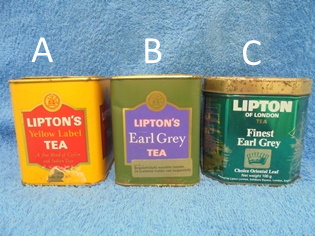 Liptons, tyhj peltinen teerasia, Yellow tea tai Earl Grey tea, R404