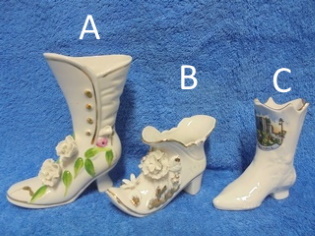 Posliininen valkoinen/ kulta kenk, figuuri, koriste, E80