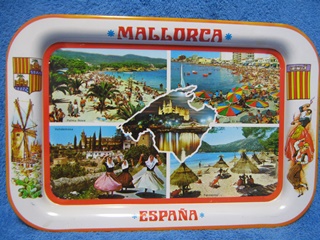 Mallorca, peltinen tarjotin, vintage,  A496