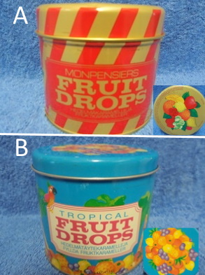 Peltinen makeispurkki, Fruit Drops, Merijal tai Rettig, R525