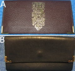 Lompakko, keinonahkainen ruskea tai nahkainen sininen, V412