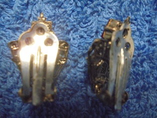 Filigraani klipsikorvakorut, hopeanvri/ lasikivet, vintage, V981