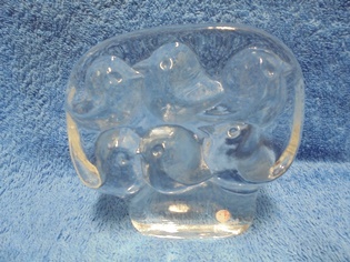 Iittala, kirkas lasinen paperipaino/ koriste, Lintupuu, Jorma Vennola, A1241
