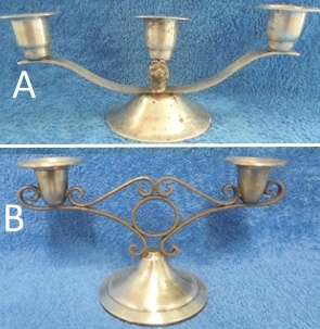 Metallinen kynttelikk�, kolmen- Karhu tai kahden, A1872