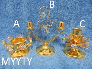 Kullattu kynttilnjalka tai tuikkuteline, kristallit, A1882