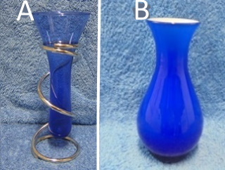 Sininen pieni lasimaljakko, kromitelineess tai sislt valkoinen, A2229