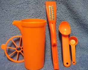 Oranssit keittivlineet, lohkoja, kannu, monitoimi, jtelkauha, mitta, A2243