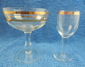 Kultaraitaiset pikarit 2kpl, cocktaillasi ja likrilasi, A2248