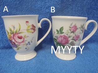 Duchess, posliininen jalallinen muki, kukkakoriste, A340