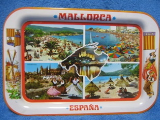 Mallorca, peltinen tarjotin, vintage,  A496