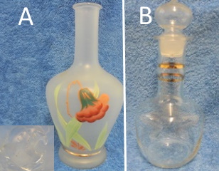 Kultaraitainen lasipullo, Kukka-koristeinen satiini tai kirkas lasi, A854