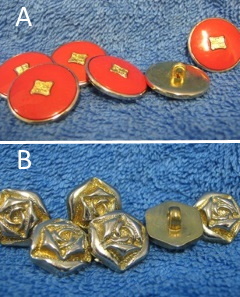 Kantanapit 6kpl, punainen/ metalli tai metallipinta ruusu, B537
