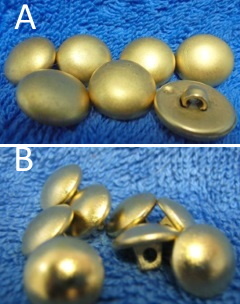 Metallipintaiset kullanvriset napit, 7kpl tai 8kpl, B616