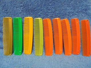 Muoviset kammat 9kpl, oranssi/ vihreä/ keltainen, V941