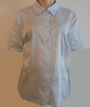 Atelier, vaaleansininen naisten lyhthihainen satiini paitapusero, koko XL, V708
