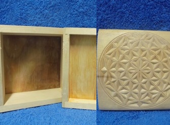 Puinen rasia, kaiverrettu koristeellinen kansi, S211