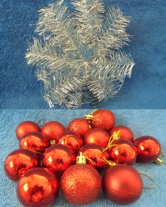 Joulukuusen latvathti ja 16 punaista pient palloa, E778