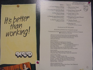 MUD, It's better than working, 1976, LP-levy, R480