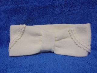 Naisten valkoinen neulepanta, koristeltu, V826