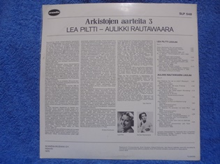 Arkistojen aarteita 3, Lea Piltti- Aulikki Rautawaara, 1970, LP-levy, R1163