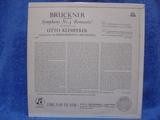 Bruckner Symphony No.4 "romantic", Otto Klemperer, 1965, LP-levy, M305