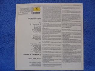 Frederic Chopin, 24 Preludes Geza Anda, LP-levy, M651