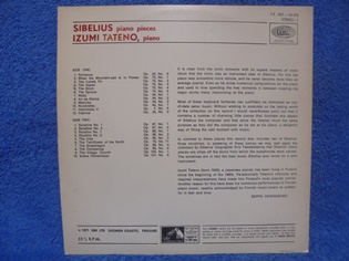 Sibelius piano pieces, Izumi Tatano piano, 1971, LP-levy, M166