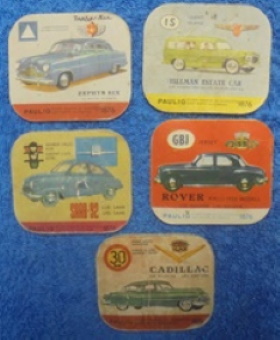 Pauligin kahvipaketin pahviset kerilykuvat 5kpl, auto, R514