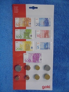 Goki, leikkirahat, Euro, setelit ja kolikot, 116 rahaa, E365