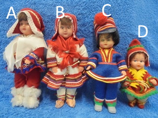 Saamelaispukuinen nukke, Lapin-nukke, koriste/ keräily, E368