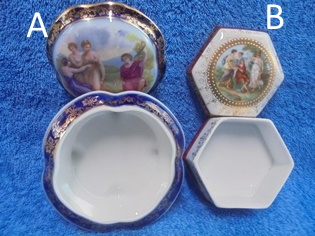 Saksalainen pieni korurasia, eroottinen kuva/ kulta, vintage, A1538