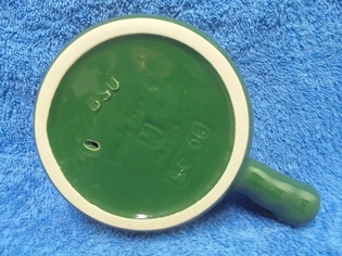 Emile Henry, vihre/valkoinen keraaminen Etana-pannu, vintage, A3666