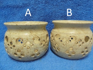 Kustavin savi, kookas beesi keraaminen tuikkukuppi, A3487