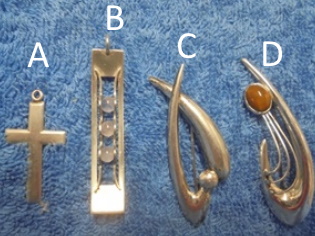 Hopeinen riipus tai rintaneula, vintage, V1030