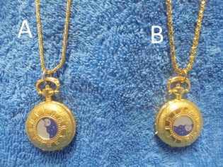 Kaulaketjukello, pieni taskukello, medaljonki, kuu, vintage, V1046