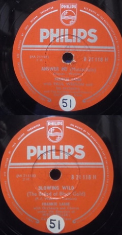 Frankie Laine, Answer Me/ Blowing Wild, Sellakka-nilevy, savikiekko, M685