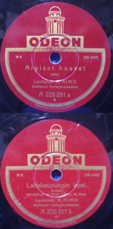 A. Aimo, Arpiset haavat/ Laitakaupungin lapsi, Sellakka-nilevy, M694