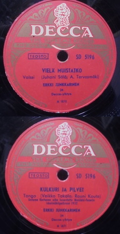 Erkki Junkkarinen, Viel muistako/ Kulkuri ja pilvet, Sellakka-nilevy, M692