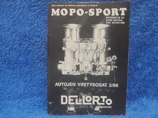 Mopo-Sport, Dellorto, autojen viritysosat 2/86 esite, K1874