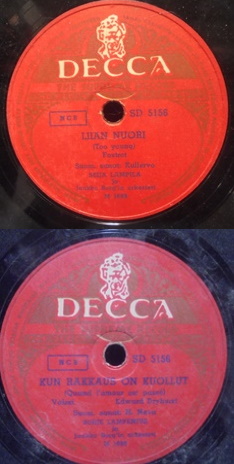 Seija Lampila/ Brje Lampenius, Liian nuori/ Kun rakkaus on kuollut, M699