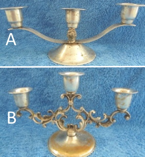 Metallinen kolmen kynttiln kynttelikk, Karhu tai koristeellinen, A1872