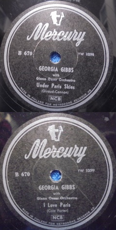 Georgia Gibbs, Under Paris Skyes/ I Love Paris, Sellakka-��nilevy, M712