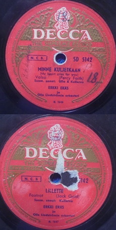 Erkki Er�s, Minne kuljetkaan/ Lillette, Sellakka-��nilevy, M763