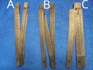 Vanha metallinen taittomitta, 1m, nivelmitta, T61