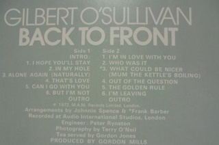 Gilbert O'Sullivan, Back to Front, 1972, LP-levy, R659