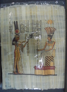 Papyrus kuva, Nefertiti, k�sintehty, hieroglyfit, Egypti, S763